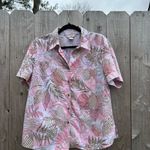 Allison Daley Pink Womens size 14 Petite Button Down Blouseā Shirt Floral Leaf Photo 6
