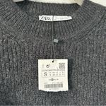 ZARA Dark Grey Chunky Ribbed Knit Crewneck Oversized Sweater NWT S Photo 4
