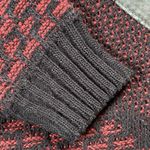 Vintage 1990s Eric Rhodes Geometric Black Leather Trim Knit Sweater Size M Photo 1