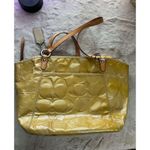Coach  Leah Yellow Shoulder Bag Signature Embossed Design Women's Handbag Photo 15