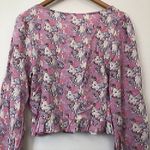 Abound NEW NWT  Cinched Floral Blouse Pink Cream Blue Long Sleeve Crop Top Medium Photo 10