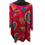 Allegra K Women 3/4 Sleeves  High‎ Low Hem Loose Tunic Top - Pink Size XL Photo 2