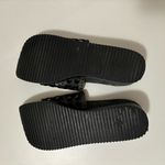 Naked Feet Like New Two Tone Woven Leather and Suede Slide Platform Sandals Black Size 6.5 Photo 4