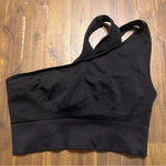 American Eagle  Tackma One Shoulder Sports Bra Crop Top Black Mesh Medium Photo 1