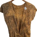 Vintage 80s 90s Leopard Print Midi Dress Shoulder Pads Capped Sleeve Black Size 14 Photo 6