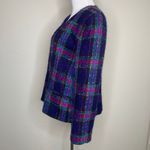 Talbots  Petites Blazer Plaid Pink Purple Green Sz 14 Photo 2