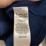 Akini  Royal Blue Crew Neck Ribbed Knit Merino Wool Blend Bishop Sleeve Sweater Photo 2