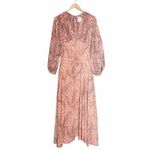 Free People NWT  Mirage Maxi Dress Long Sleeve Flowy Boho Peach Combo Size 2 NEW Photo 2