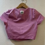Frankie's Bikinis Pink Zippy Crop Top Baby Tee Size Medium Photo 4