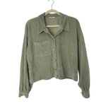 Madewell Knit Corduroy Crop Shirt-Jacket L Sage Green Soft Ribbed Shacket Fall Photo 1