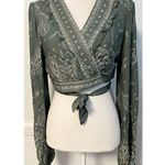 Jaase • NWT Constance Green Paisley Wrap Top Photo 0