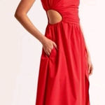 Abercrombie & Fitch  Red One Shoulder Side Cutout Maxi Dress, NWT Sz Small Photo 0