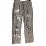 SheIn  High Waist Wide Leg Distressed Butterfly Jeans Woman’s Sz 6 (M) Photo 1