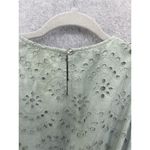 Japna  Women's Dress Mint Green Eyelet Sleeveless Size Large Surplice Ruffle Hem Photo 3