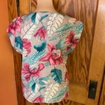 Vtg 80s bright tropical leaves n floral blouse Size 12 Photo 10