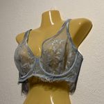 Victoria's Secret Victoria’s Secret Light Blue Sheer Lace Unlined Bra 36DD Satin Trim Corset Wire Photo 2