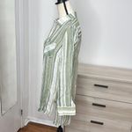 Nanette Lepore Size Small Button Up Tunic Shirt Green Striped Long Sleeve I094 Photo 2