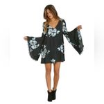 Free People  Wanderer Floral Boho Bell Sleeve Tunic Dress Womens Size Small Photo 3