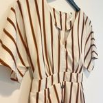 Boutique Cream, Brown And Black Striped Mini Dress Photo 1