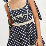 For Love & Lemons  Dolly Denim Navy Polka Dot Dress Photo 0