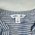 Old Navy Stripe Shirred Tunic Button Up Blouse Size Medium Nautical Coastal Photo 4