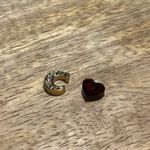 Origami Owl  Gold Initial Letter Crystal “C” Charm & Red Crystal Heart Charm Photo 4