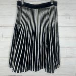 Anthropologie Maeve Womens Remy Black White Striped A-Line Pleated Skirt Size 12 Photo 4
