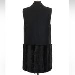 ZARA  Black Wool Blend Faux Fur Jacket Vest Pockets Women Size Small S Oversized Photo 5