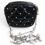White House | Black Market  women’s Black Quilted Crossbody Bag with Pearl Accents Photo 0