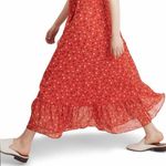 Madewell $158 ‎ Ruffle Strap Wrap Prairie Posies Dress Maxi Midi Boho Red 2 Photo 4