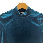 Banana Republic Top Womens XS Blue Velvet Mock Neck Stretch Minimalist Soft Girl Photo 1