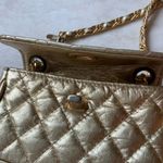 French Design Inspired Quilted Leather Crossbody Purse Gold Photo 5