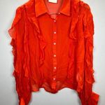 Maeve Women's Size M Orange Ruffled Button Down Blouse EUC Photo 0