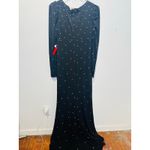 Mac Duggal  55797 Black Rhinestone Encrusted Long Sleeve V-Neck Jersey Gown sz 6 Photo 2