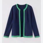 J.Jill WEAREVER DOUBLE FACE JERSEY JACKET CONTRAST TRIM NEW NAVY GREEN MEDIUM Photo 1