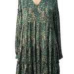 easel Floral Green Tiered Babydoll Dress S Flowy Earthy Indie Tiered Boho NWT Photo 10