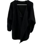 Athleta Cozy Karma Wrap Cardigan Sweater Oversized Mid Length Fleece Black S Photo 1