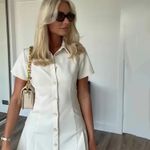 ZARA  mini dress pleated skirt collar button up ivory casual classic old money Photo 18