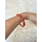 Set of 3 Orange Beaded Bangle Bracelets Lightweight Jewelry Photo 1
