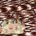 Cottagecore Coastal Grandma Floral Tapestry 90s Shoulder Hand bag Purse Crossbody leather straps gold details #granola #coquette #western #indie Measurement in pics Multiple Photo 1