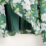 Draper James Women's XS Green Floral Long Sleeve Smocked Blouse Lined Top Photo 2