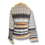 Vintage Y2K Fair Isle Shetland Wool Cardigan Rabbit Fur Trim Belted Scarf Nordic Gray Photo 4