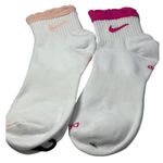 Nike  Dri-FIT Women Ankle Socks 2 Pair Pink White Athletic Comfort Photo 1