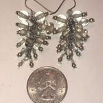 Silver Tone Clear Glass Beads Ball Drop Dangling Boho Pierced Earrings Photo 2