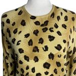 Cathy Daniels Vintage 90s  Knit Pullover Sweater S Tan Leopard Print Round Neck Photo 1
