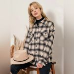Lucky Brand NWT Women's Beige and Black Buffalo Plaid Oversized Shirt Jacket M Photo 15