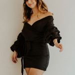 Princess Polly  black off the shoulder long sleeve ruffle puff sleeve mini dress Photo 1
