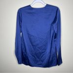 Hugo Boss BOSS ‎ Blue Stretch Silk Long Sleeve V-Neck Blouse Photo 1