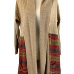 Max Mara  Long Cardigan Wool Camel Tan Stripes Long Sleeves Boho Photo 0