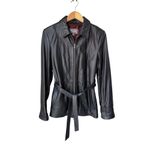 wilson's leather  Black Long Belted 100% Genuine Leather Jacket Photo 1